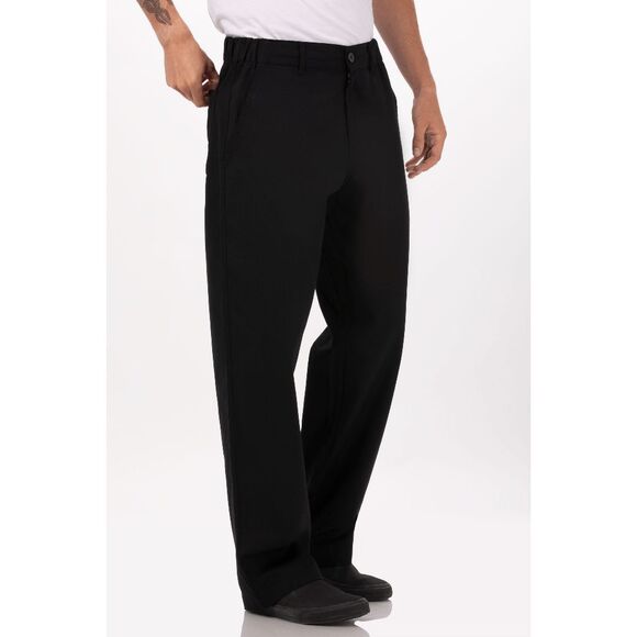 NWOT Chef Works Professional Series Men's Black Zip Fly W/ Drawstring Chef Pants - Picture 1 of 1